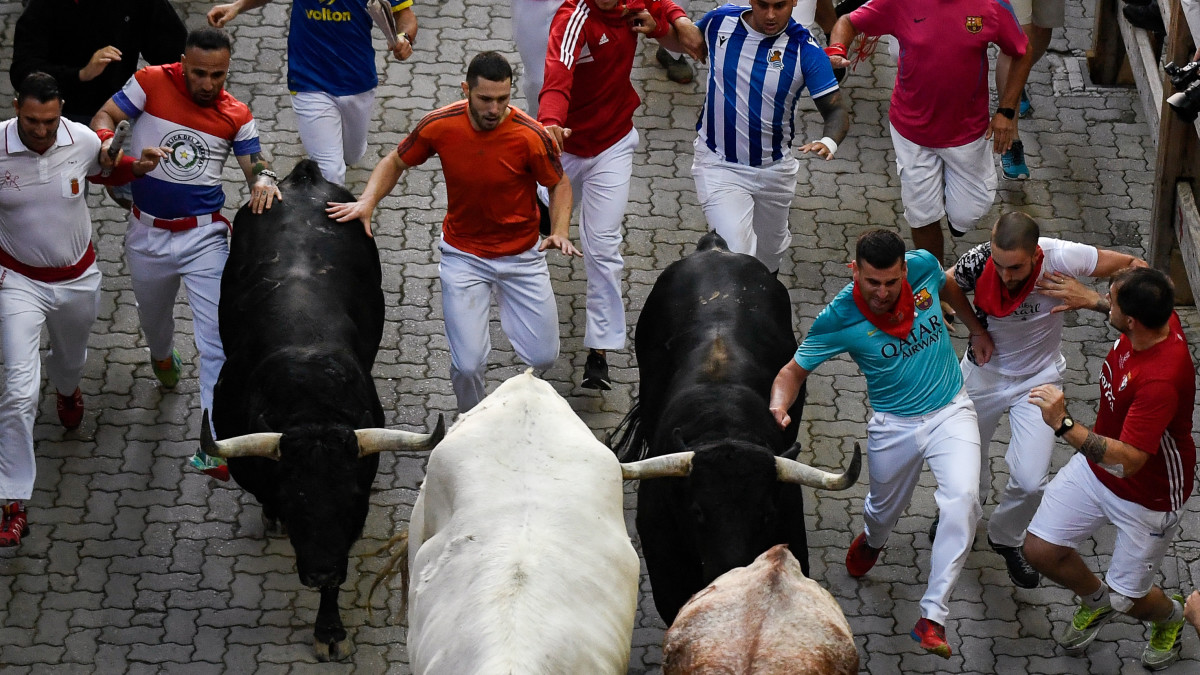 Stierenrennen in Pamplona, ter illustratie. Beeld: ANP