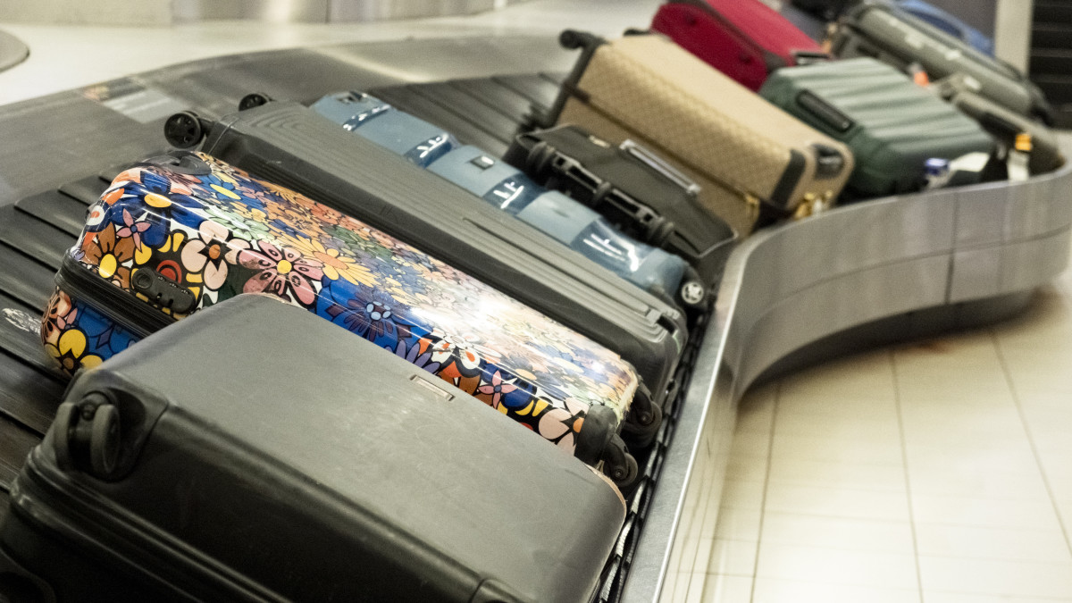 Koffers op bagageband in de aankomsthal op Schiphol. (Beeld: ANP)